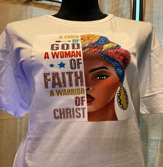 Child of God Woman of Faith Embellished T shirt