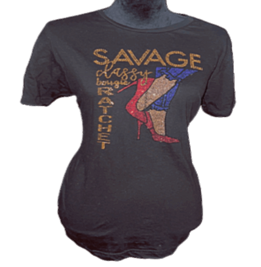 Savage Classy Bougie Rhinestone Tshirt