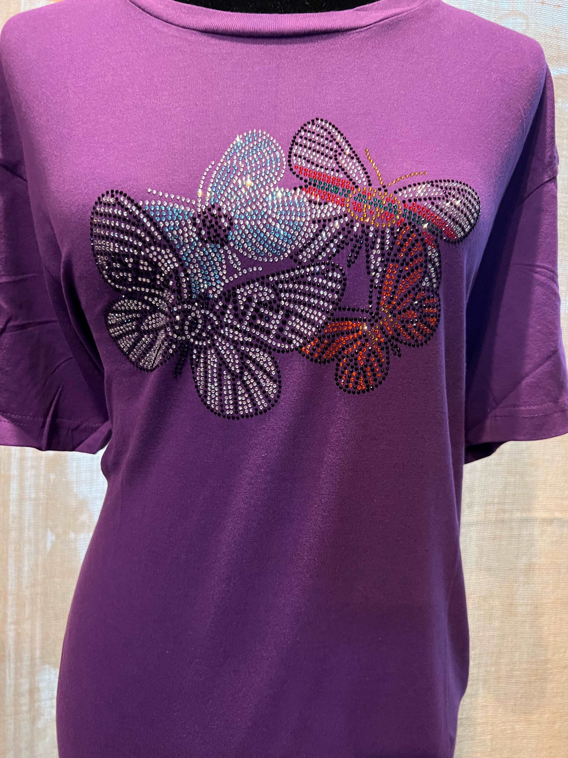 3 Butterflies Rhinestones T shirt